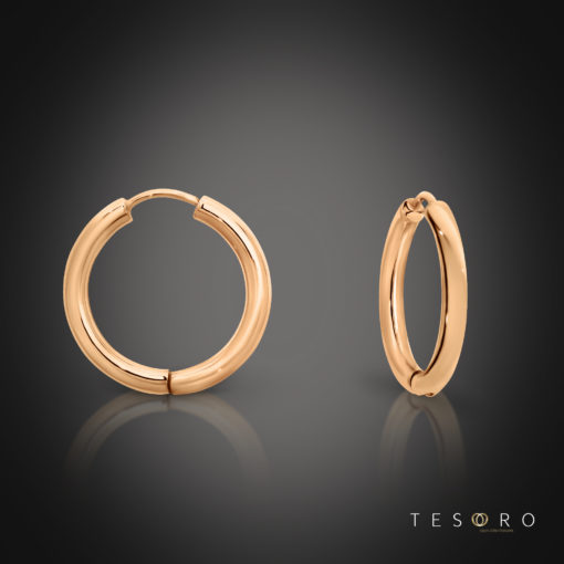 Tesoro Rose Gold 15mm Huggie Earrings