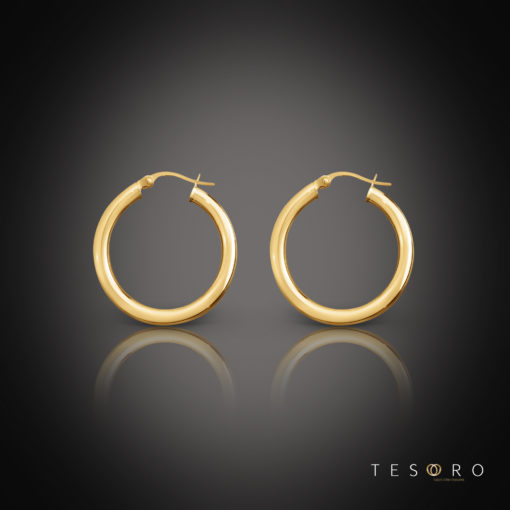 Tesoro Aosta Gold Hoop Earrings 10mm