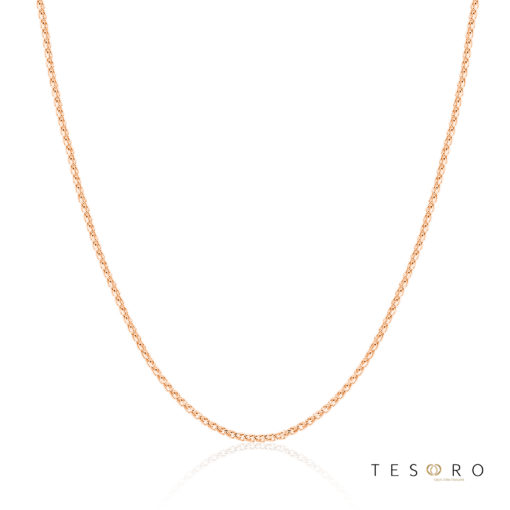 Tesoro Trezzo Rose Gold 1.2mm Width Round Diamond Cut Wheat Chain With Adjustable Element