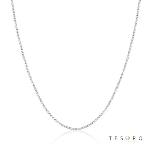 Tesoro Trezzo White Gold 1.2mm Width Round Diamond Cut Wheat Chain With Adjustable Element