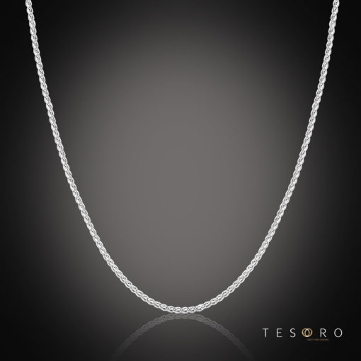 Tesoro Cascina White Gold Diamond Cut Wheat Link Chain
