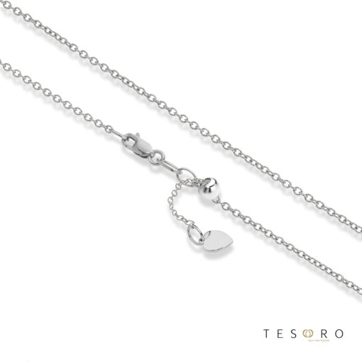 Tesoro Caserta White Gold Adjustable Trace Link Chain