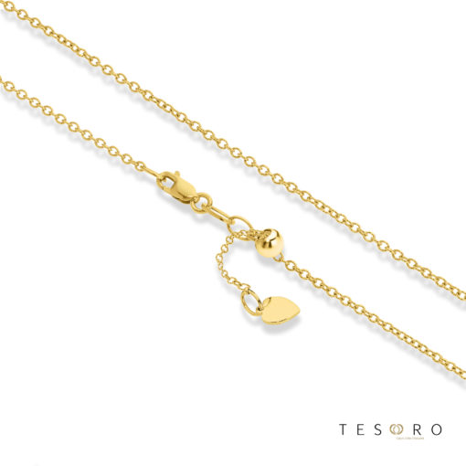 Tesoro Caserta Yellow Gold Adjustable Trace Link Chain