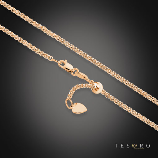 Tesoro Mare White Gold Diamond Cut Wheat Link Chain With Adjustable Fitting