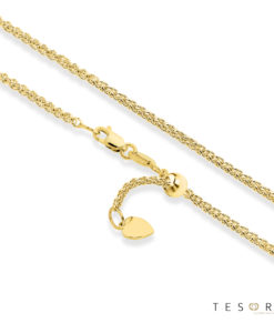 Tesoro Mare Yellow Gold Diamond Cut Wheat Link Chain With Adjustable Fitting