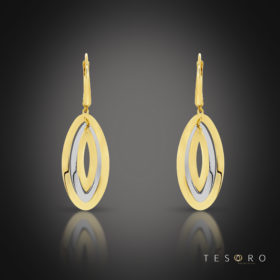 San Leo Yellow & White Gold Oval Dangle Earrings