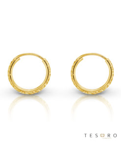 Ortona 10mm Yellow Gold Diamond Cut Sleeper Earrings