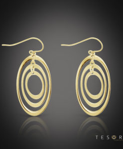 Tesoro Altamonte Yellow Gold Oval Dangle Earrings 15mm