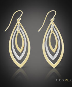 Tesoro Vipiteno Yellow & White Gold Dangle Earrings 35mm