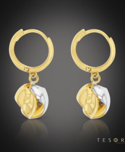 Tesoro Corricella Huggies Earrings Featuring A Hanging Yellow & White Gold Charm